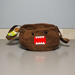 Domo Kun Brown Fleece Plush Crossbody Bag Cute Kawaii Anime Messenger Y2k